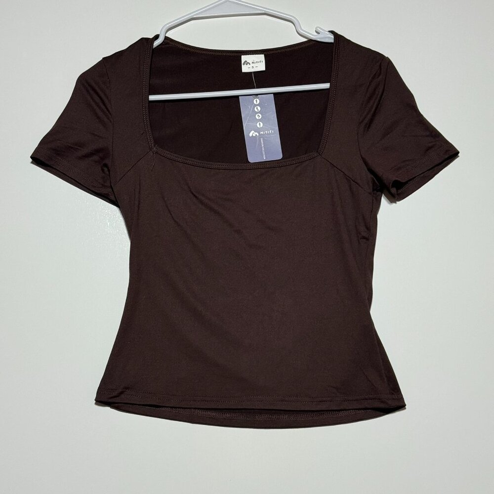 Misifi square-neck, short-sleeve top Size S